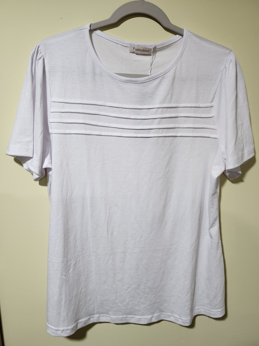 White Short-Sleeve Top with Pleated Details